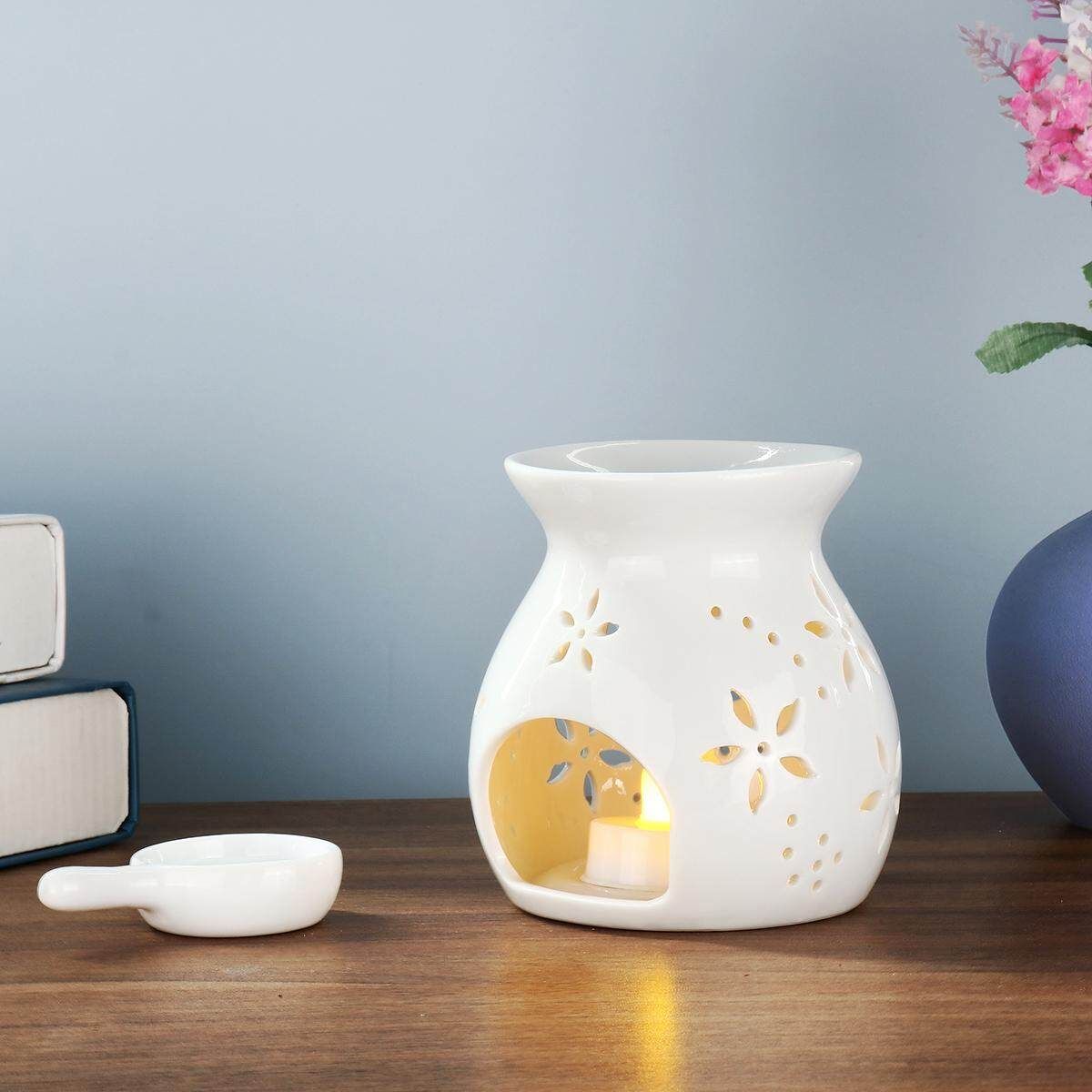 Porcelain Ceramic Oil Essential Melt Tealight Holder Fragrance Blue