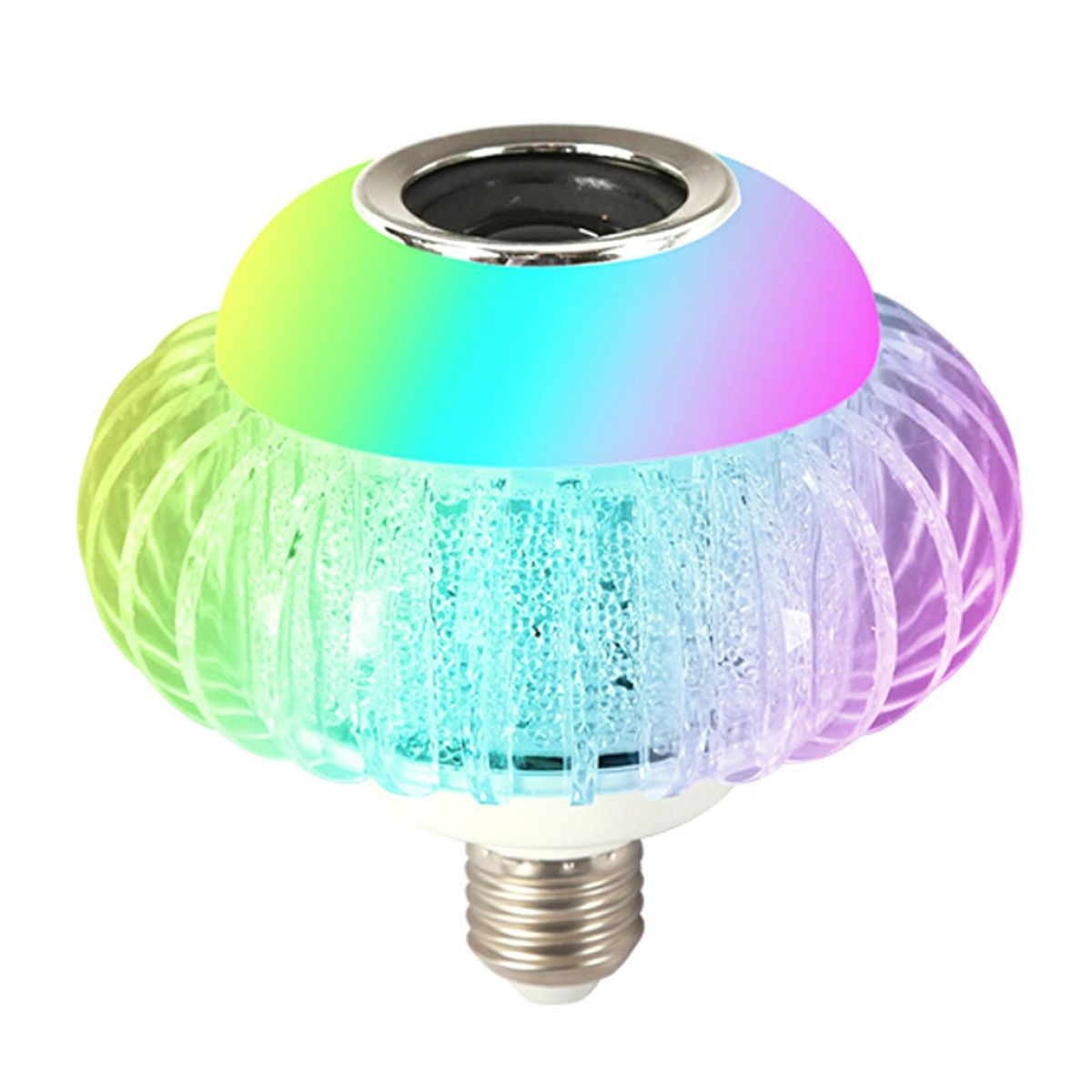 A C85-265V 15W RGB S-mart BT Connected LEDs B-ulb Light with Controller BT Speaker Dimmable Brightness Adjustable Flash/ Strobe/ Fade/ Smooth Diverse Lighting Modes Music Synic E27 Base Socket Holder for Home Party DJ Show Decoration Use