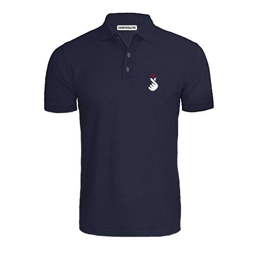 Korean Single Hand Polo T-shirt -navyblue