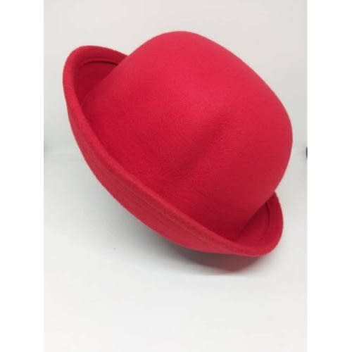 Unisex Suede Bowler Hat - Red