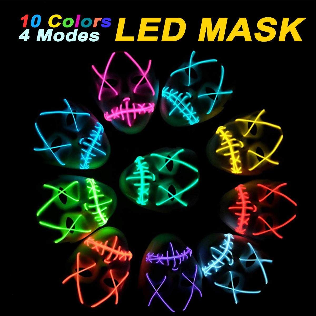 Halloween EL LED Light Up Party Masks Year Tik Tok Funny Costume Ball Shiny Green