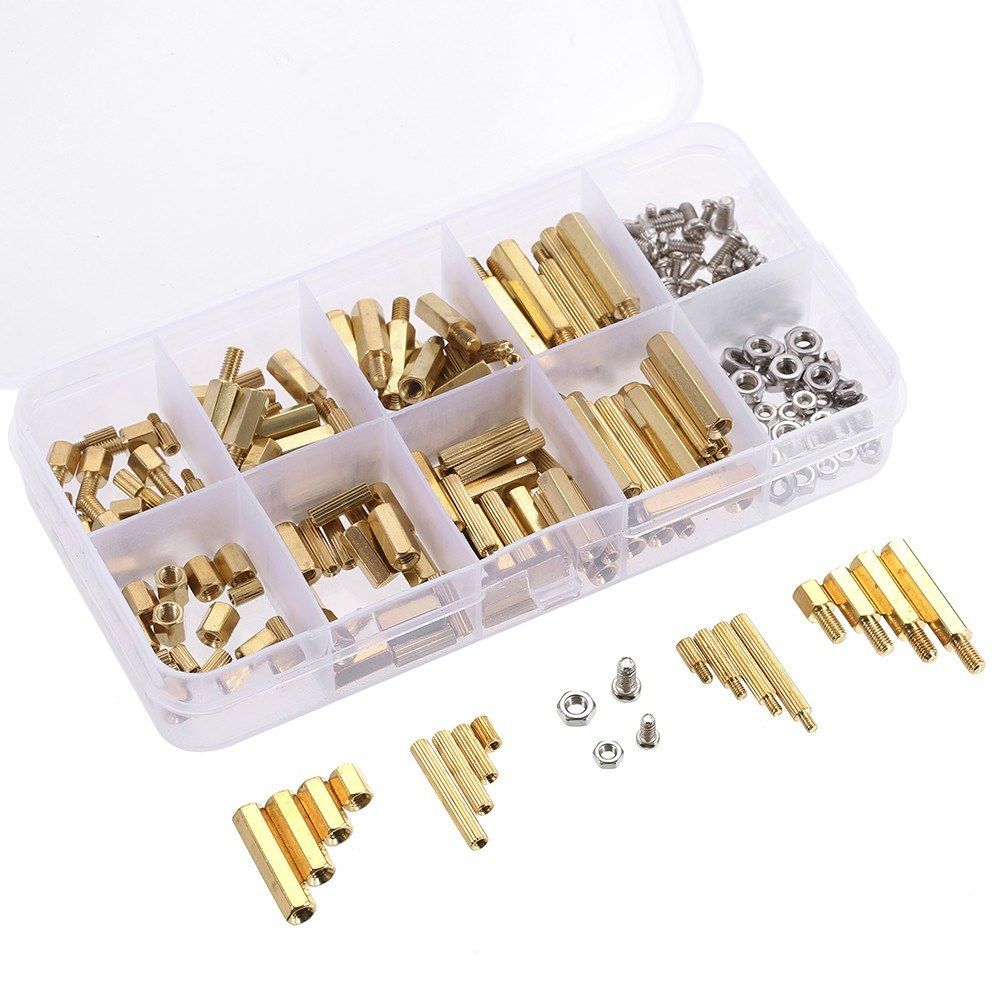 240PCS M2 M3 Screws Threaded Standoffs Male Female Brass