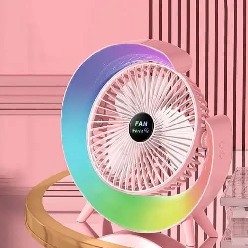 Portable Colourful Desktop Fan With Night Light
