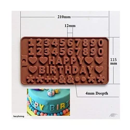 Happy Birthday/numbers/symbols Shaped Silicone Chocolate Mould - 49 Cavity