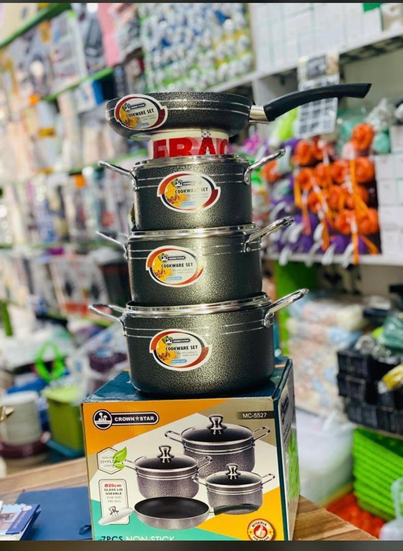 crown star 4pcs Non Stick Aluminium Cooking Pots With Frying Pan.
