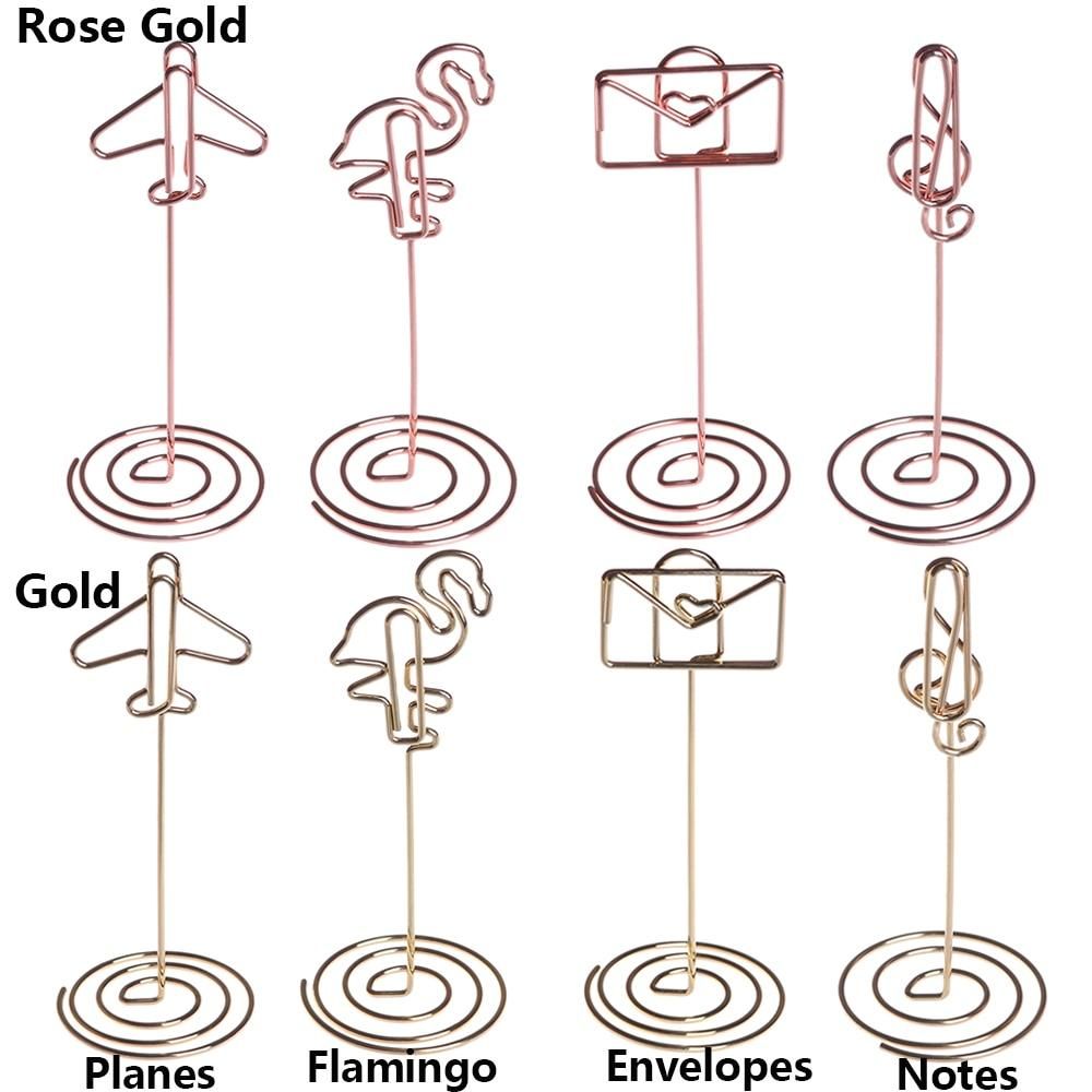 4pcs Romantic Flamingo Note Clip Clamps Stand Photos Clips Place Card Holder Desktop Decoration Wedding Supplies