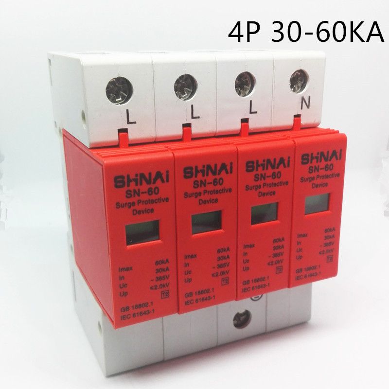 Electric 30KA-60KA Protection SPD 4P Surge Device Arrester