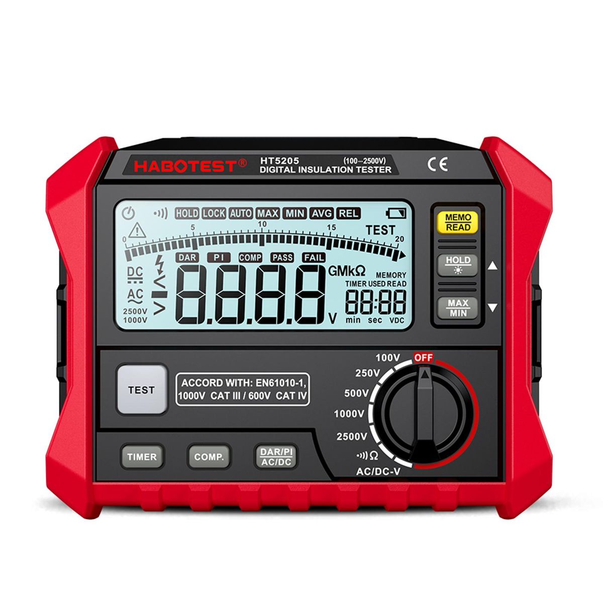 HABOTEST Insulation Resistance Tester Electrical Megger Insulation Resistance Tester Digital High-Precision Resistance Meter