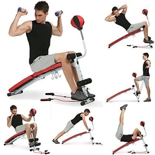 Unisex Multifunctional Fitness Sit-up Bench With Speed Ball & Resistance Rope