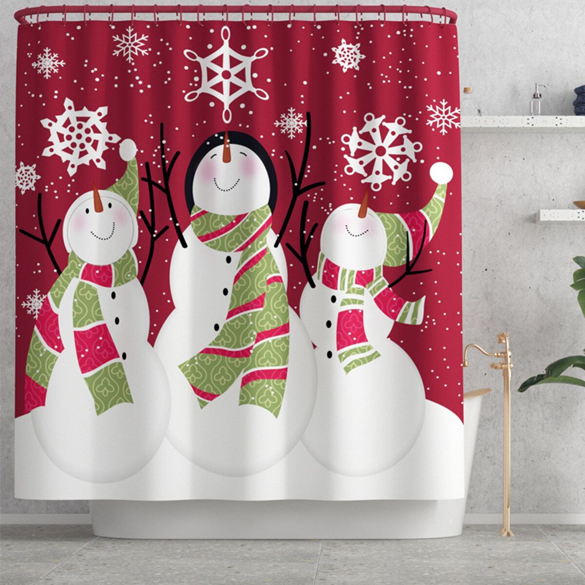 Waterproof Bathroom Shower Curtain Toilet 180*180 CM Red