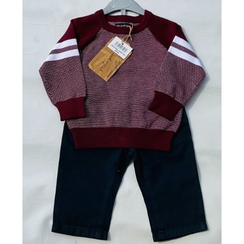 Toddler Solid Sweatshirt Top And Chinos Pant - 2pcs Set