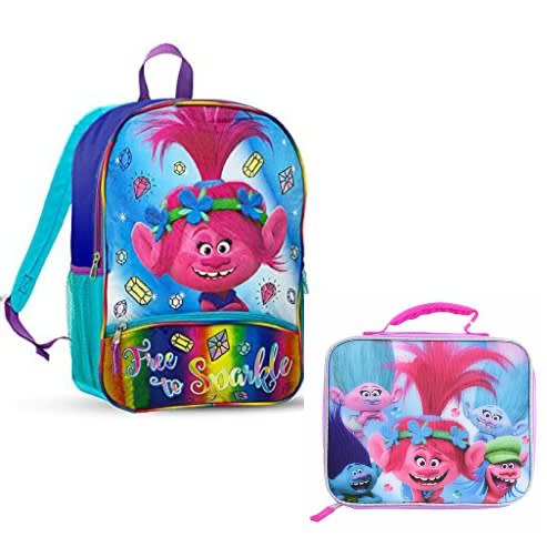 Trolls "free To Sparkle 16" Backpack And Lunchbag Set