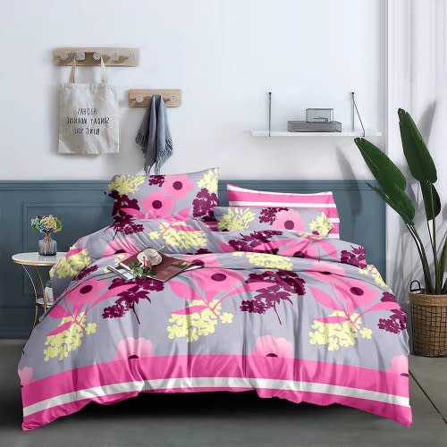 Bed Sheet Duvet And Four Pillowcases - Pink Floral