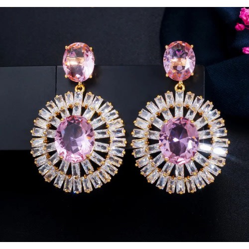 Crystal 925 Round Drop Earrings