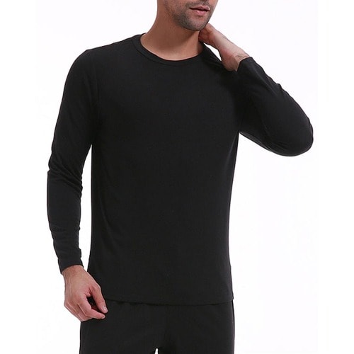 Men's Plain Long Sleeve Round Neck Shirt
