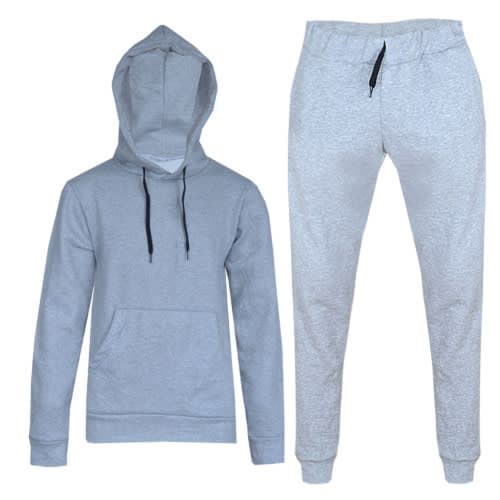 2 In 1 Plain Hoodie & Sweat Pants - Grey
