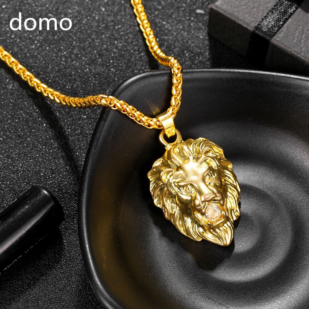 Cool Hip Hop Gold Lion Head Pendant Men's Necklace Accessories