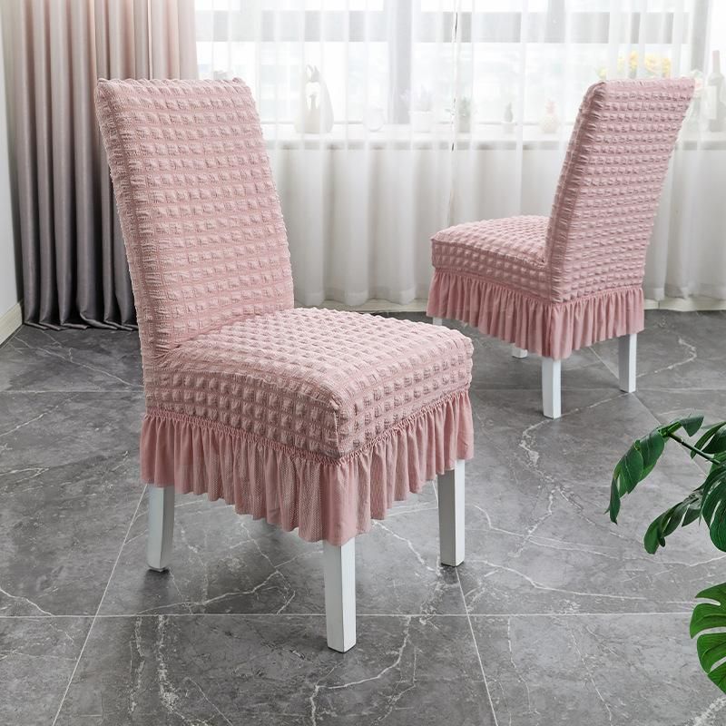 Seersucker Chair Cover for Dining Room Banquet Chair Slipcover Stretch Chair Skirt Elastic Wedding Chair Decoration