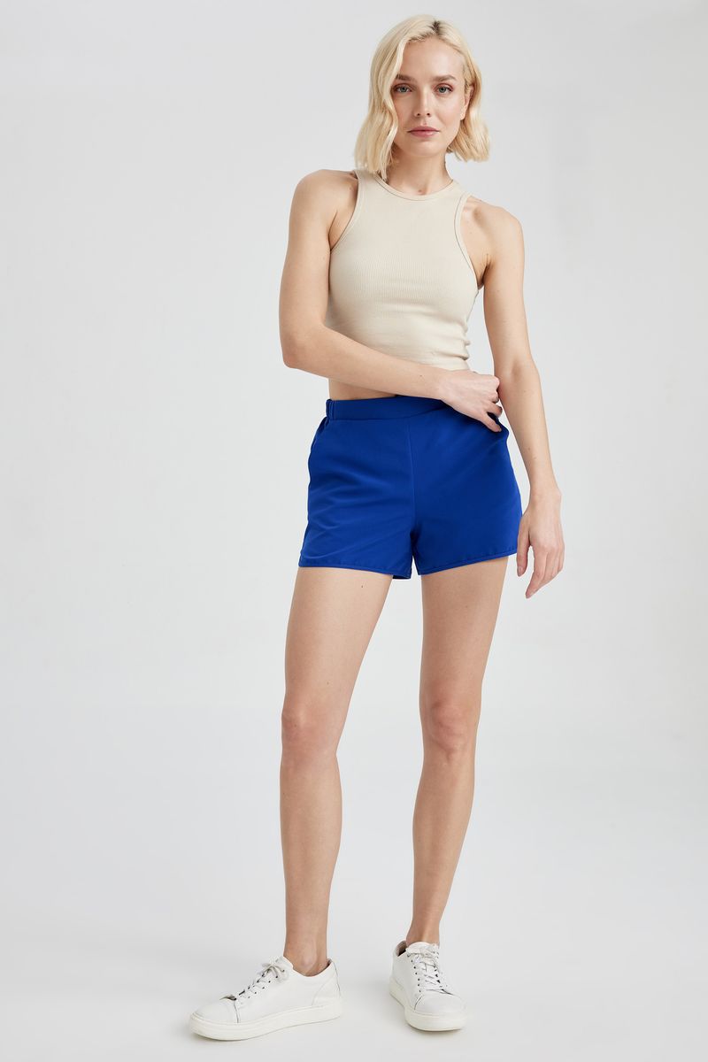 Woman Regular Fit Woven Swimming Short - Blue
