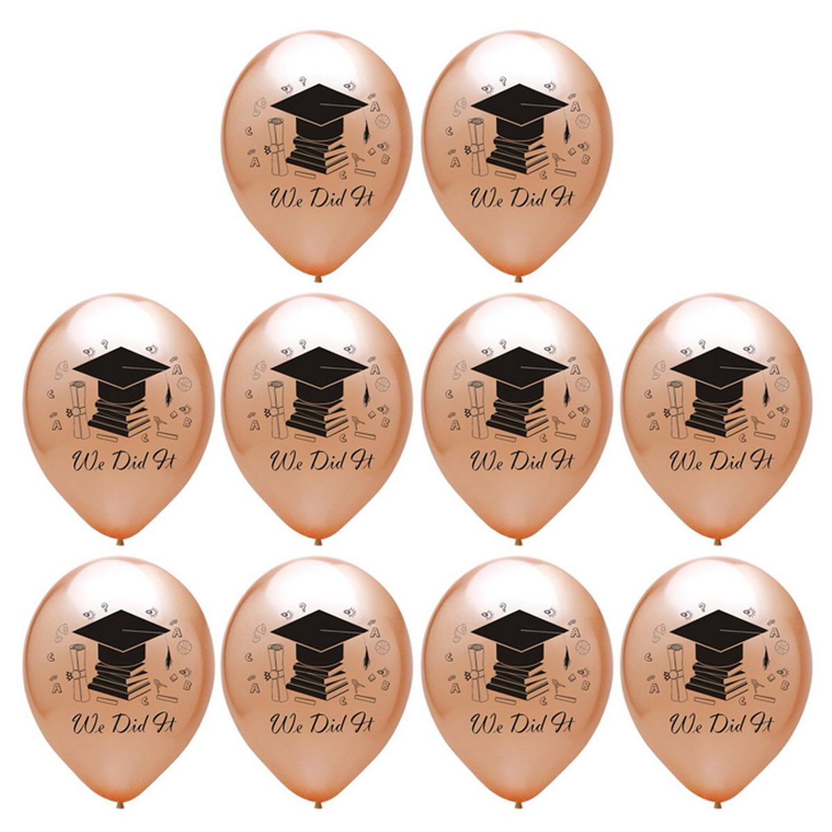 10Pcs Holiday Balloons Congratulation Graduation Confetti Balloons Rose Gold