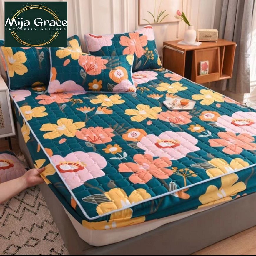 {MijaGrace}Quilted Mattress Protector-Flower Green