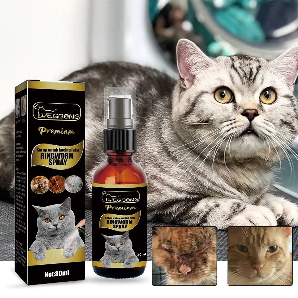 30ML Topical Antipruritic Spray Skin Disease Itching Mite Relieve Ringworm Treatment Reduce Local Inflammation Cat Supplies