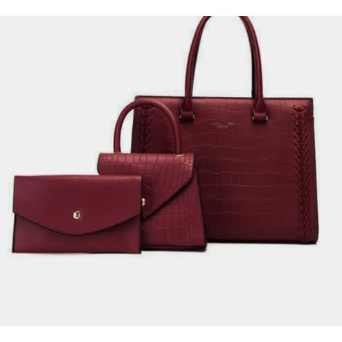 3 In 1 Ladies Cooperate Hand Bag - Wine Red