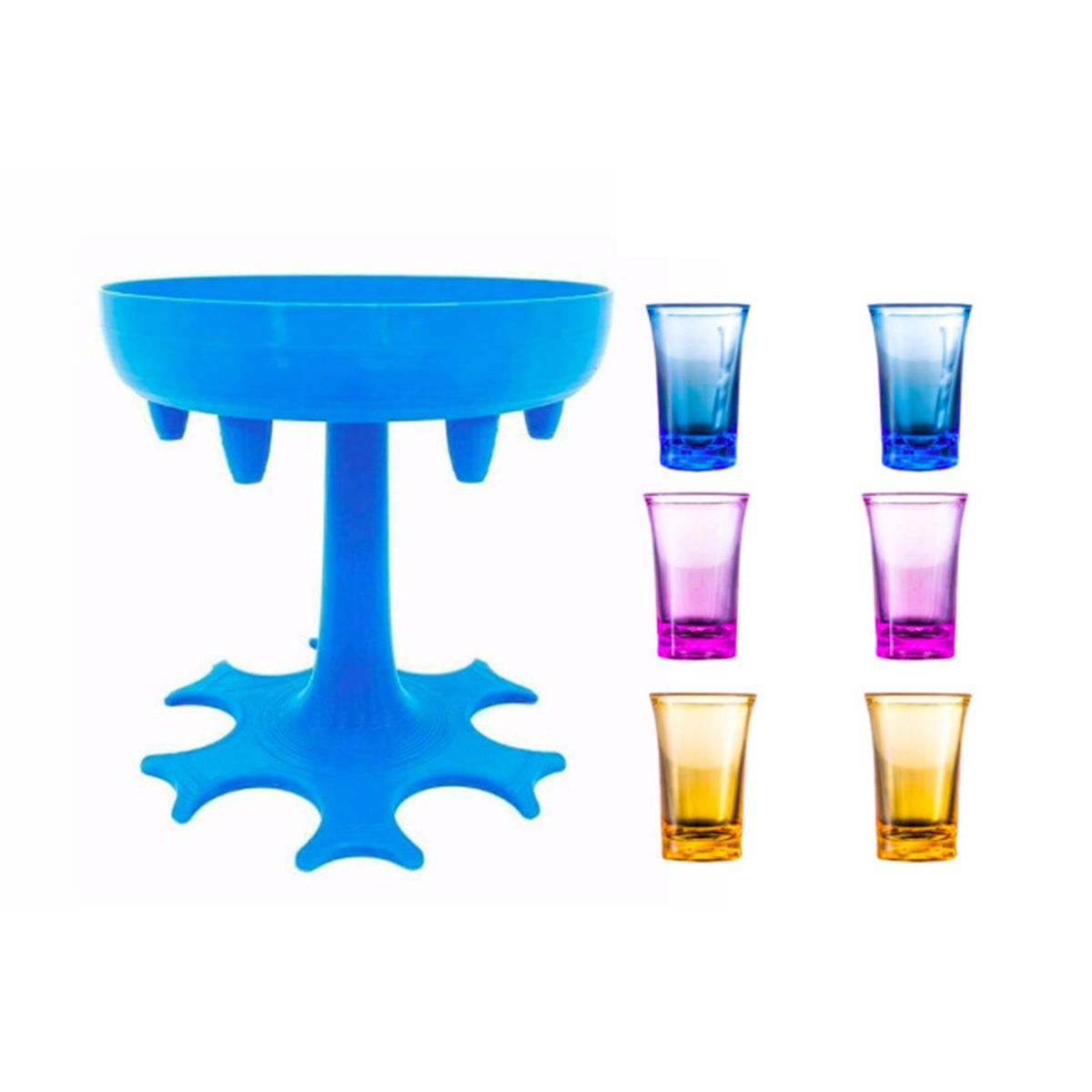 6 Shot Glass Dispenser and Holder, Dispenser For Filling Liquids, Bar Cocktail Shots Dispenser, Multiple 6 Shot Cocktail Dispenser with 6 Plastic Color/Transparent Cup