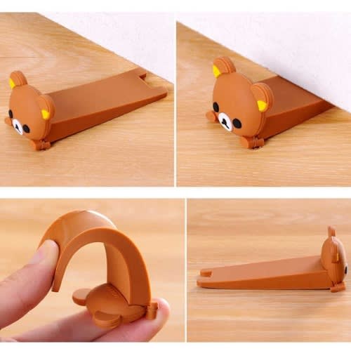 Cute Cartoon Silicone Figure Door Stopper - Brown