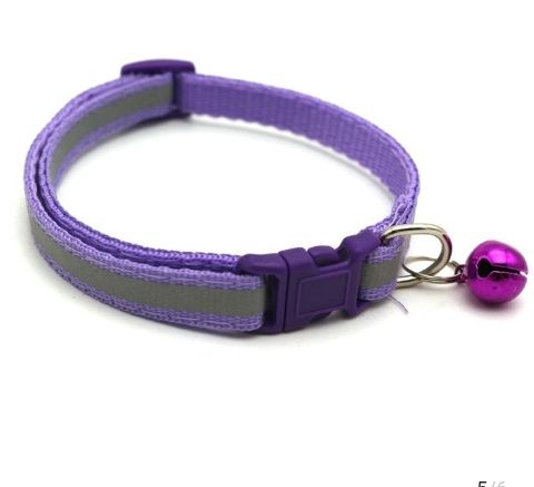 Reflective Collar For Cat Puppy And Small Dogs With Bell Purple