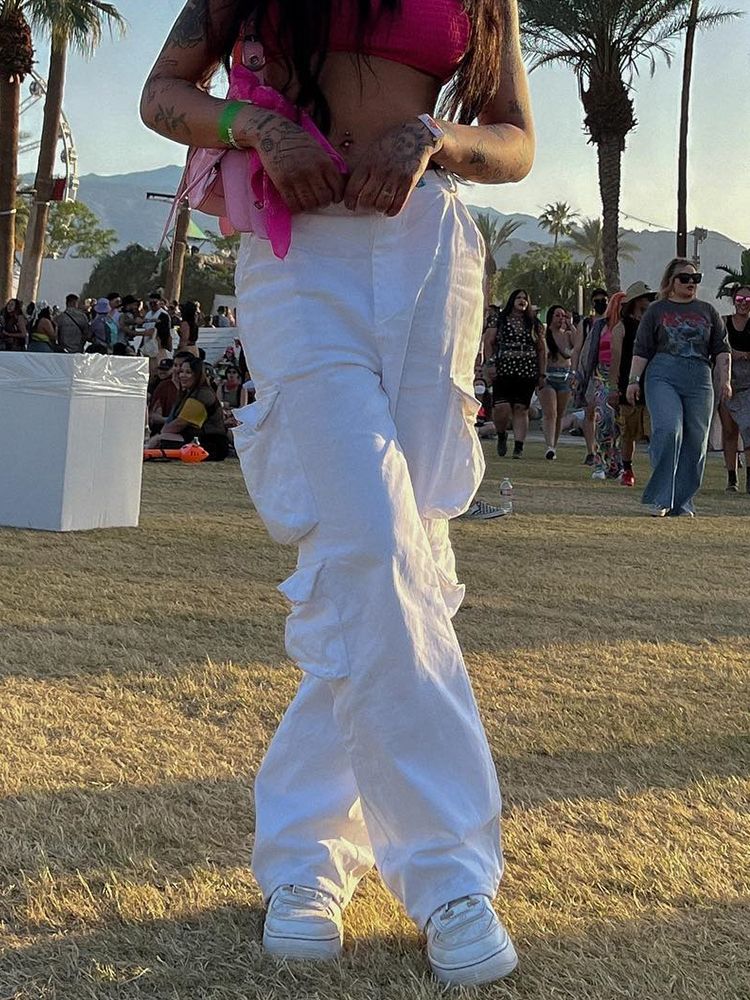 (white)Women High Waist Wide Leg Baggy Jeans Side Pocket Denim Pants Vintage Cargo Pants Boyfriend Trousers Y2K Streetwear Fashion New ACU