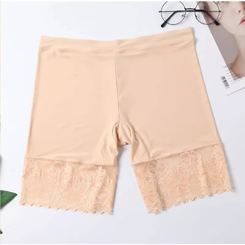 Women's Underwear Shorts Tight Pants With Lace Detailing - Beige