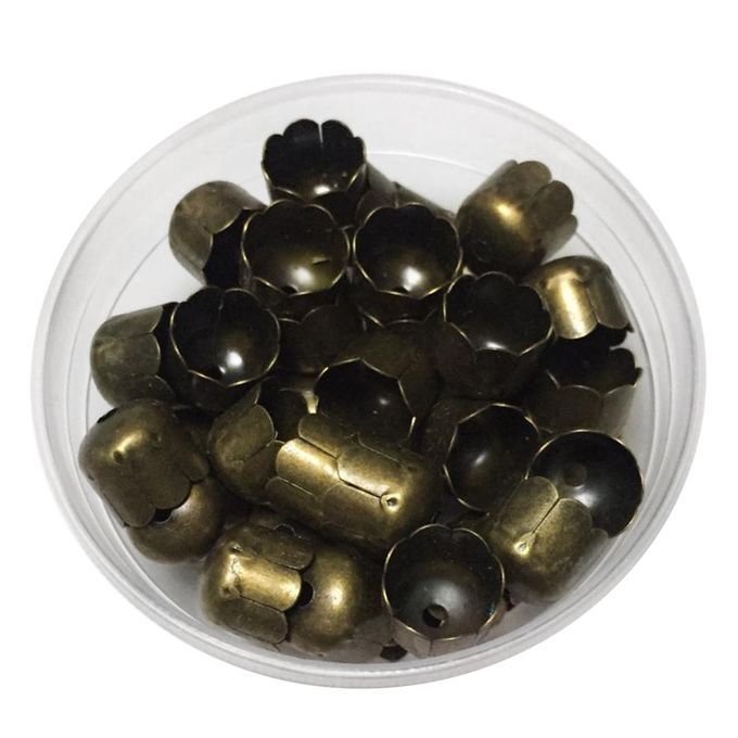 45Pcs End Caps Jewelry  10mm Cord End   Findings Antique Bronze