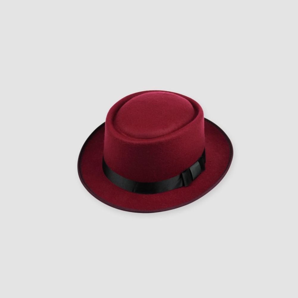 (Red)Pork Pie Hat Sailor Boater Caps Fedora Trilby Sunhat Su