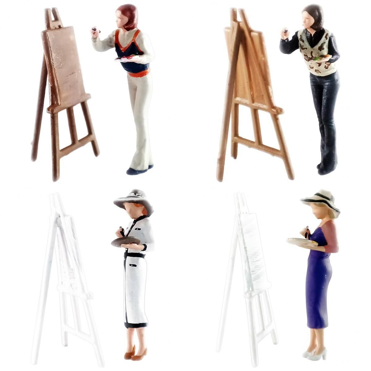 4x Miniature People  Painter 1/64 Miniatures For Micro Landscape