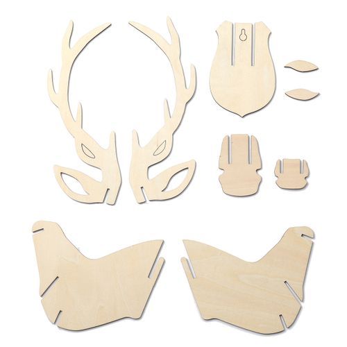 3D Deer Head Three Plywood Crafts Gift DIY