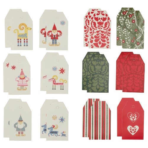 Vinterfint Gift Tags 24-piece - Santa Claus Pattern - White