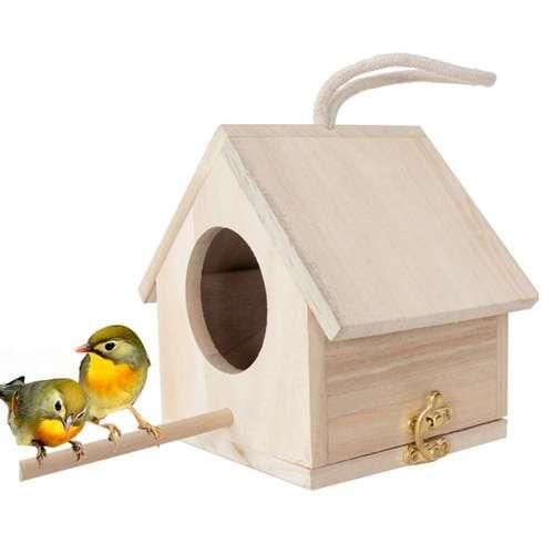 1 Pcs Mini Bird House Nest Wooden Nest House Bird Box Wood Birdhouse Garden Decoration Wooden Bird Tenement Home Decor
