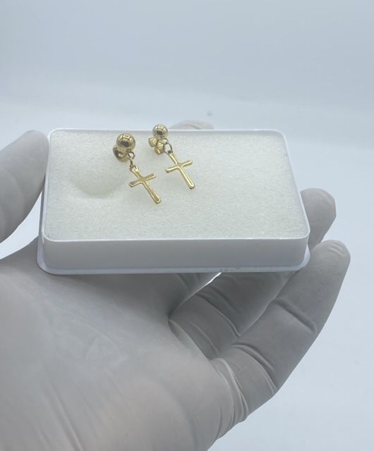 Cross Hoop Inspired Men's Gold Earrings