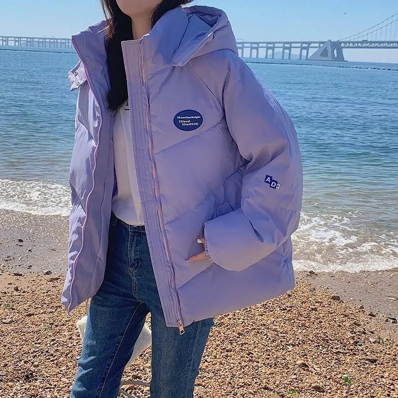 down Cotton-Padded Coat Women's Winter New Cotton Clothing Short Korean Style Loose Padded Jacket Hoodie Padded Coat Women's Coat