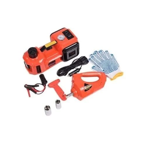 12v Dc 5t Auto Electric Hydraulic Floor Jack Lift Led Flashlight Double Motor - Red