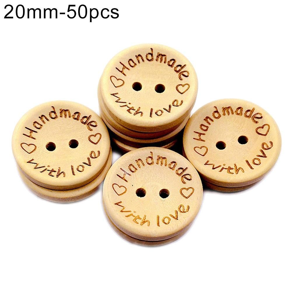 50Pcs Handmade Love Letters Carved Buttons DIY Craft Clothes Sewing Accessory