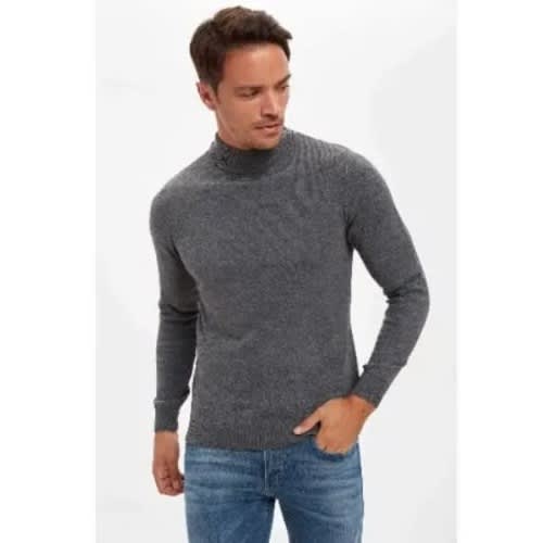 Turtleneck Slim Fit Knitwear Sweater - Grey