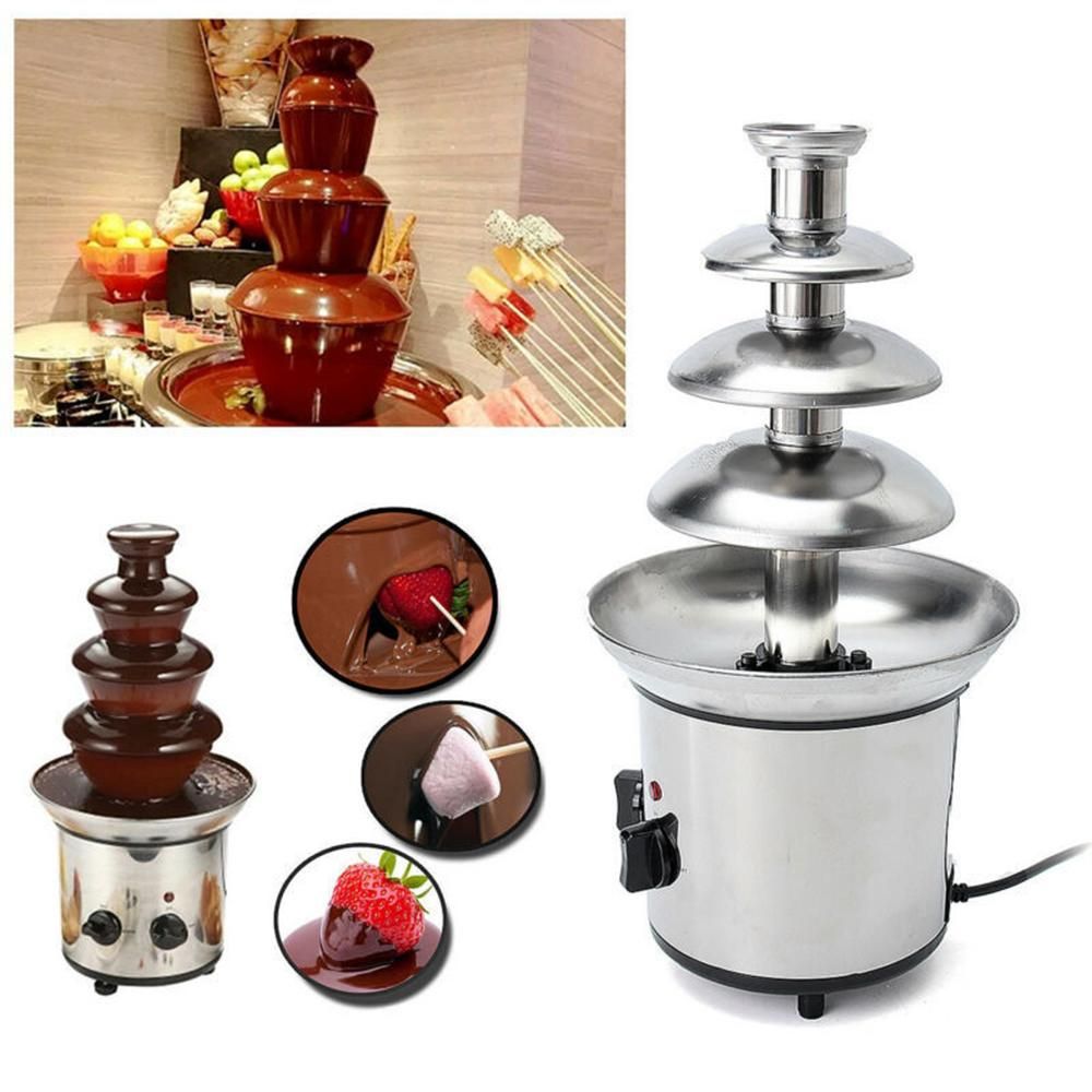 Chocolate Fountain, 4 Tiers Electric Melting Machine, Fondue Pot Set, for Chocolate Candy, Ranch, Nacho Cheese UK,230V