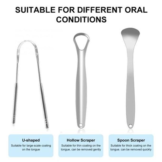 Adult Tongue Cleaner - Professional tongue cleaning tool to reduce bad breath, medical grade safe stainless steel tongue scraper with storage box