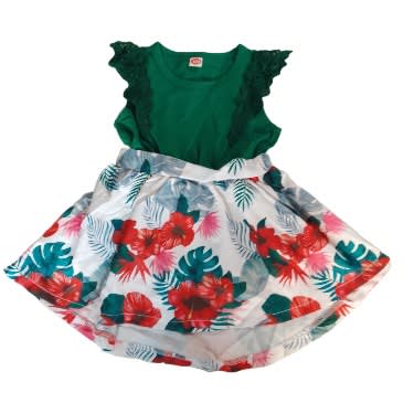 Green Bodysuit With Floral Skirt