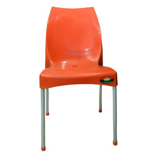Metal Leg Plastic Armless Chair  - Orange