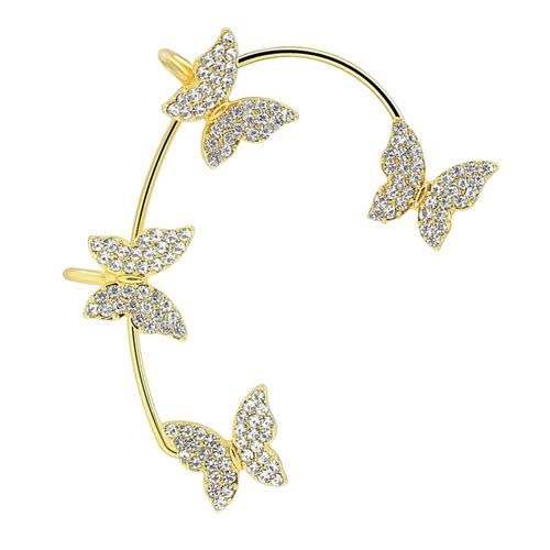 Clip Earring Butterfly Non- Ear Cuff Clip - Gold