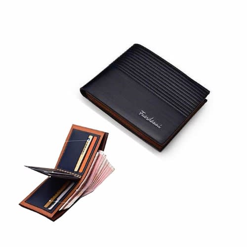 Fuerdanni Leather Men's Wallet Multiple Card Slots - Black