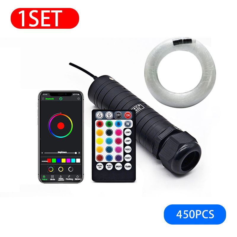 12V 6W LED Car Roof Star Light RGB Fiber Optic Light Kit AMusic Control 2M 0.75mm 150~450pc Starry Sky Effect Decorative Lamp